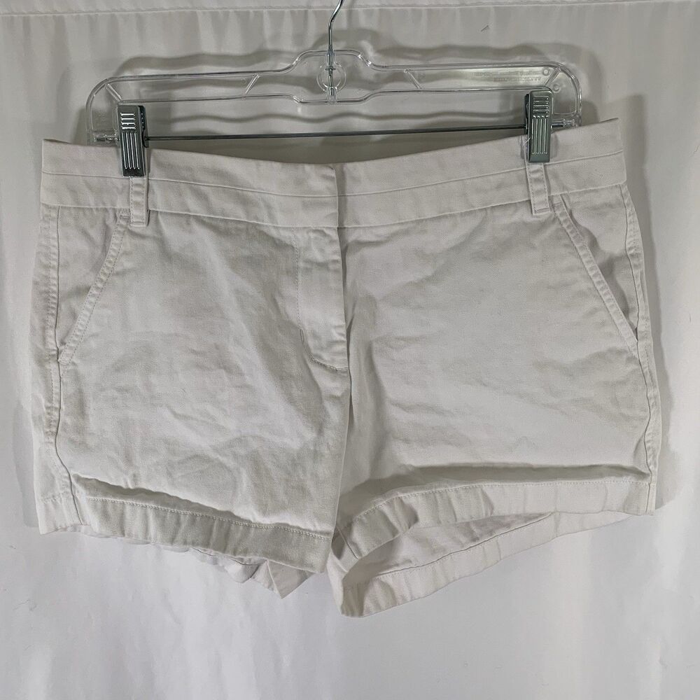J. Crew Chino Shorts Women's 8 White Pockets 4" Inseam 100% Cotton